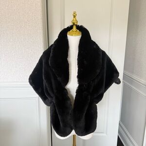 Caracillia Black Women's Faux Fur Wraps Shawl Shrug
